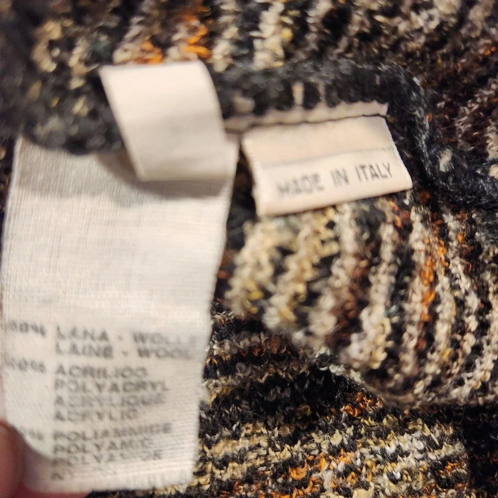 Riscatto Sweater Mens Large Brown Multi Color V‎ Neck Knit Made Italy Textured